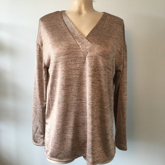 H By Halston Oversized Bronze Long Sleeve Top - Picture 2 of 10